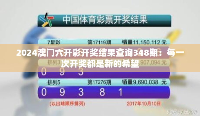 2024澳门六开彩开奖结果查询348期:每一次开奖都是新的希望
