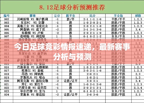今日足球竞彩情报速递,最新赛事分析与预测