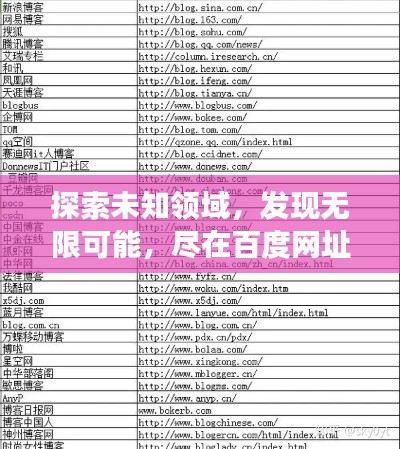 探索未知领域,发现无限可能,尽在百度网址探索之旅